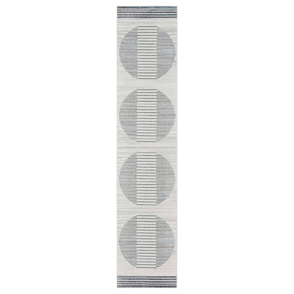 Nourison Astra Machine Washable ASW05 2"2" x 10" Ivory and Blue Runner, , large