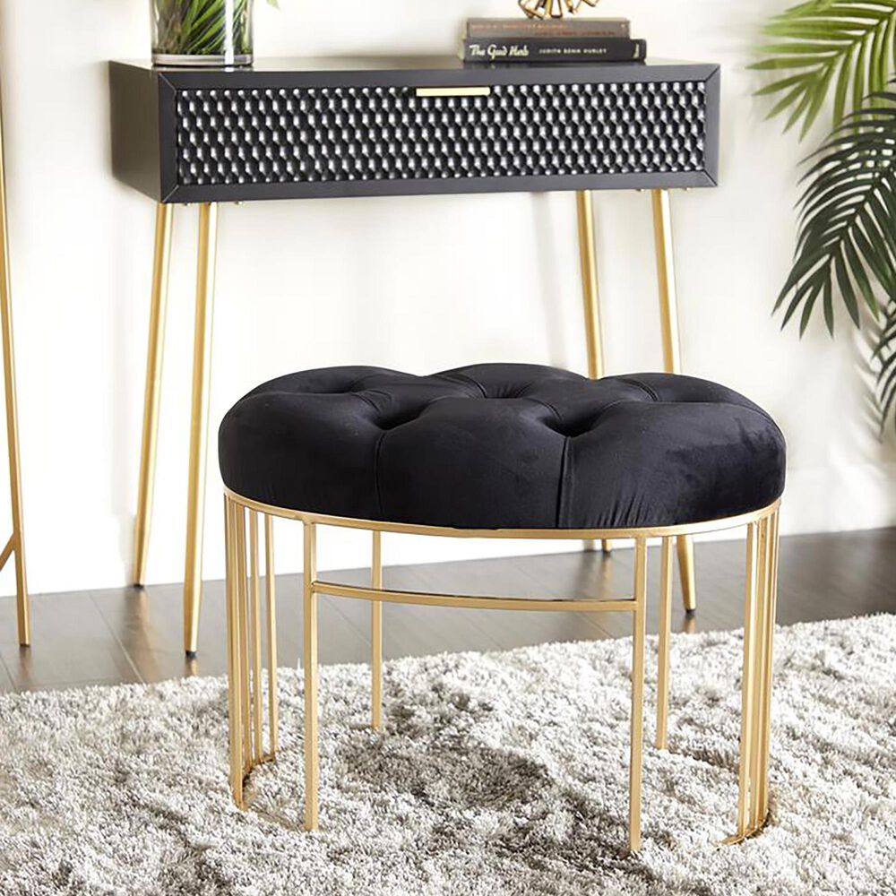 Maple and Jade 24&quot; Velvet Bench in Black, , large