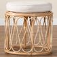 bali & pari Hachiro Ottoman Footstool with Natural Rattan in White, , large