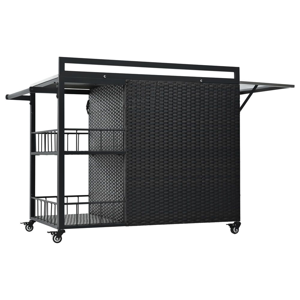 Hearth and Haven Patio Serving Cart in Dark Brown, , large