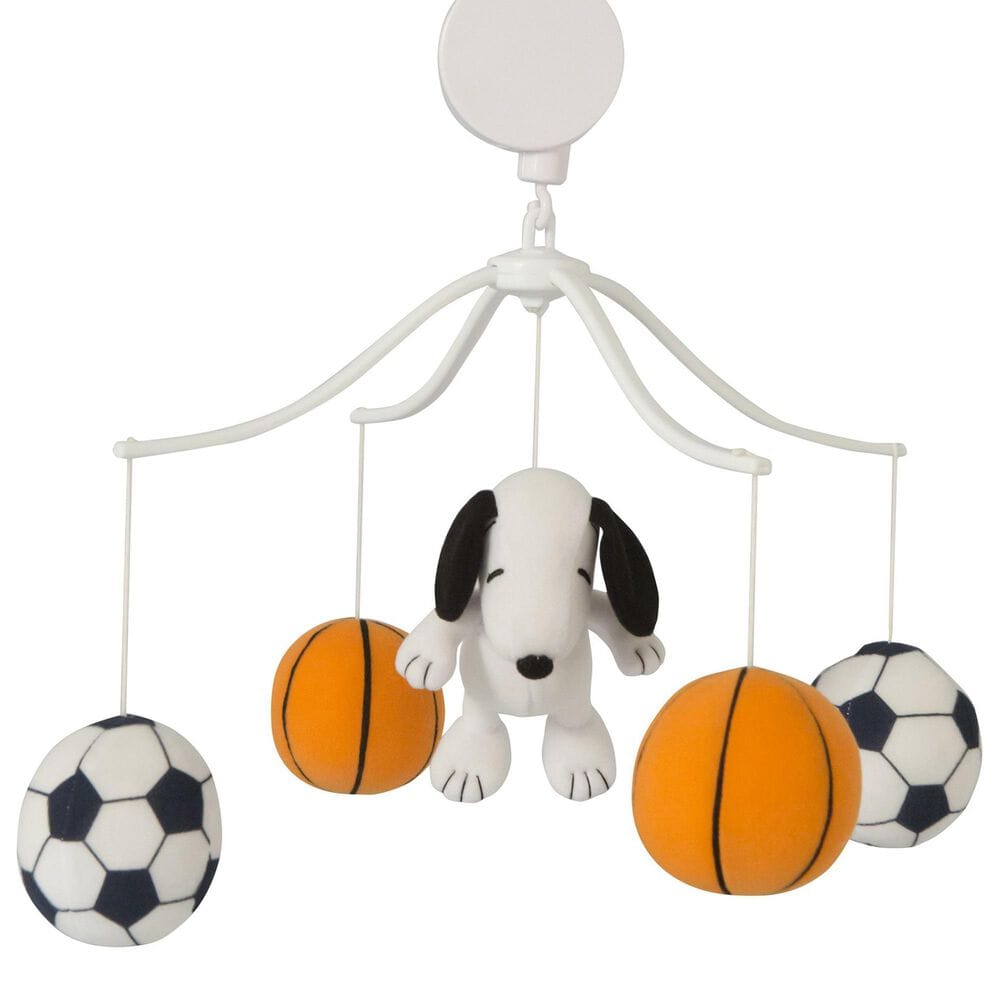Lambs and Ivy Snoopy Sports Musical Baby Crib Mobile in Black, White and Yellow, , large