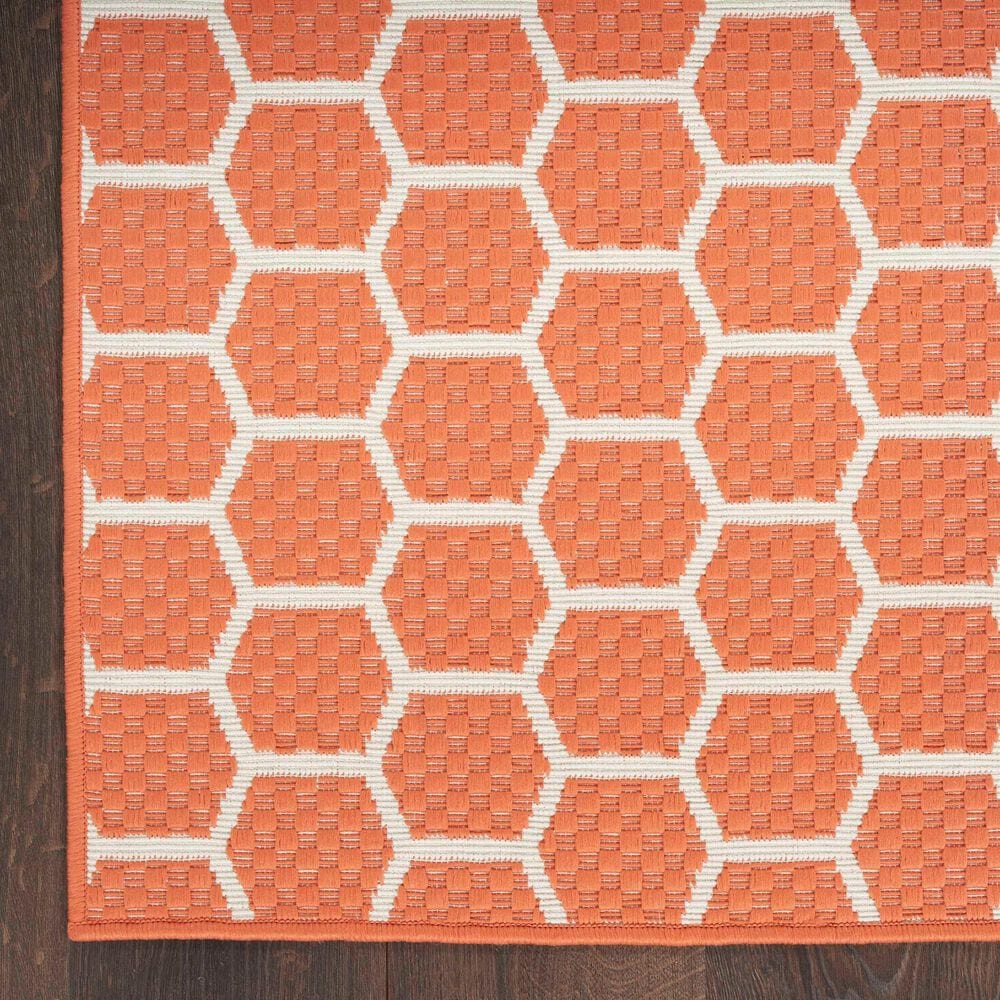 Nourison Twist Reversible 2&#39;2&quot; x 12&#39; Coral Indoor/Outdoor Runner, , large