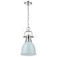 Golden Lighting Duncan 1-Light Small Pendant with Chain and Seafoam Shade in Chrome, , large