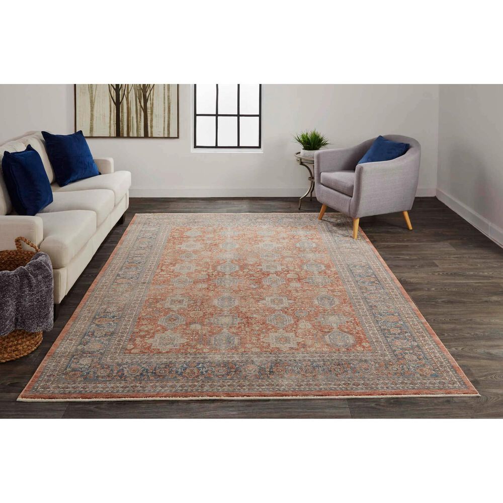 Feizy Marquette 3761F 9&#39;6&quot; x 12&#39;7&quot; Rust and Blue Area Rug, , large