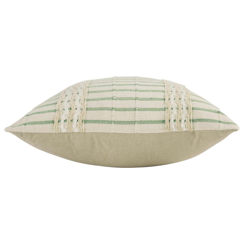 Ashley Rowton 20&quot; Square Throw Pillow in White, Green and Tan, , large