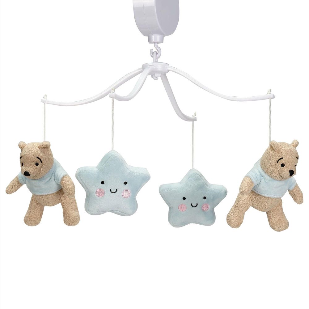 Lambs and Ivy Starlight Pooh Musical Baby Crib Mobile in Blue, Brown and Yellow, , large
