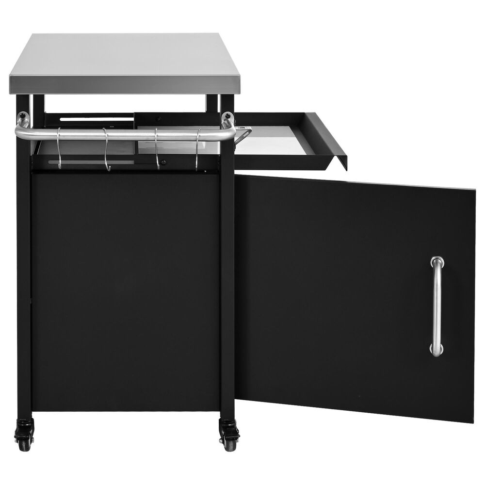 HOMLUX 39.5" Outdoor Kitchen Island in Black and Stainless Steel, , large