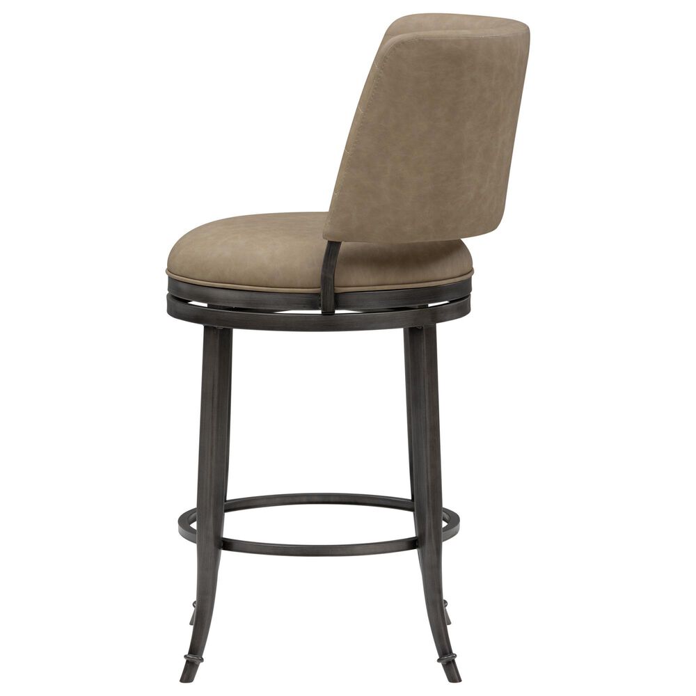 Armen Living Torres Counter Height Stool with Mushroom Brown Upholstery in Antique Pewter, , large