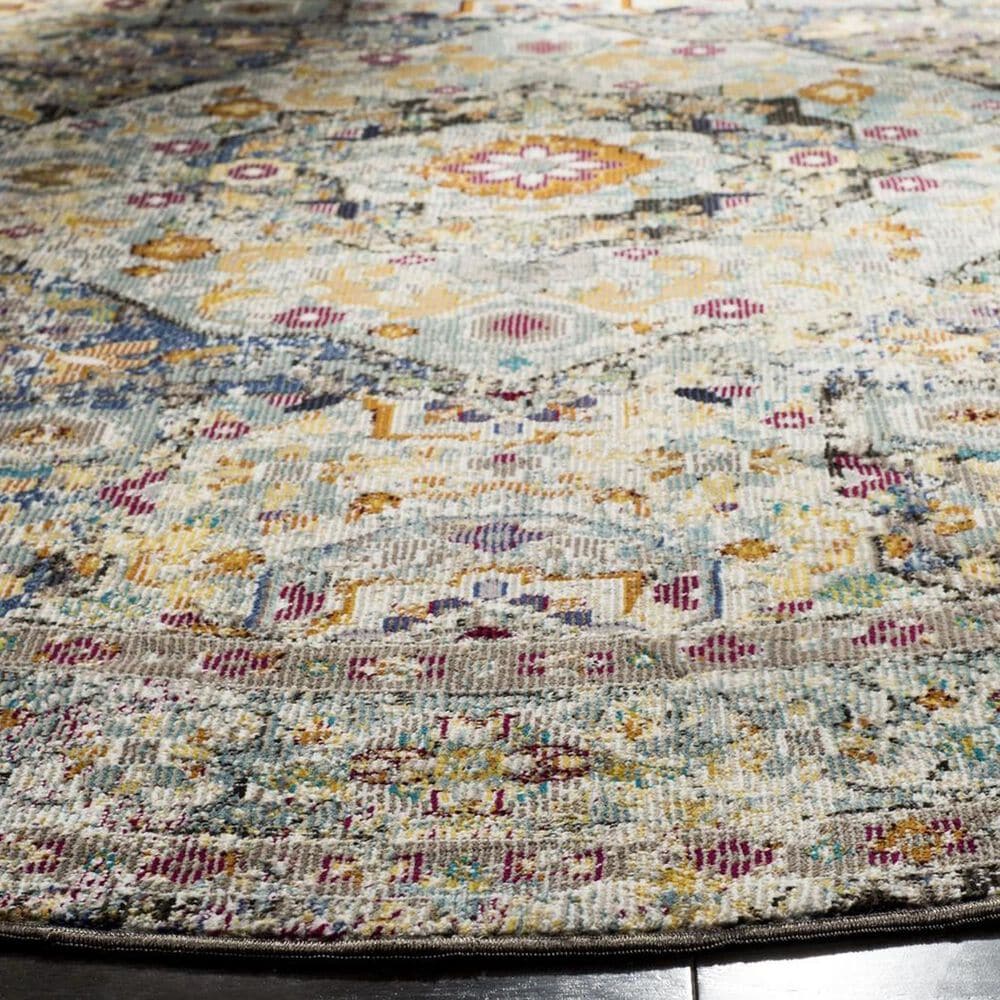 Safavieh Aria ARA199B 6&#39;6&quot; Round Blue and Multicolor Area Rug, , large