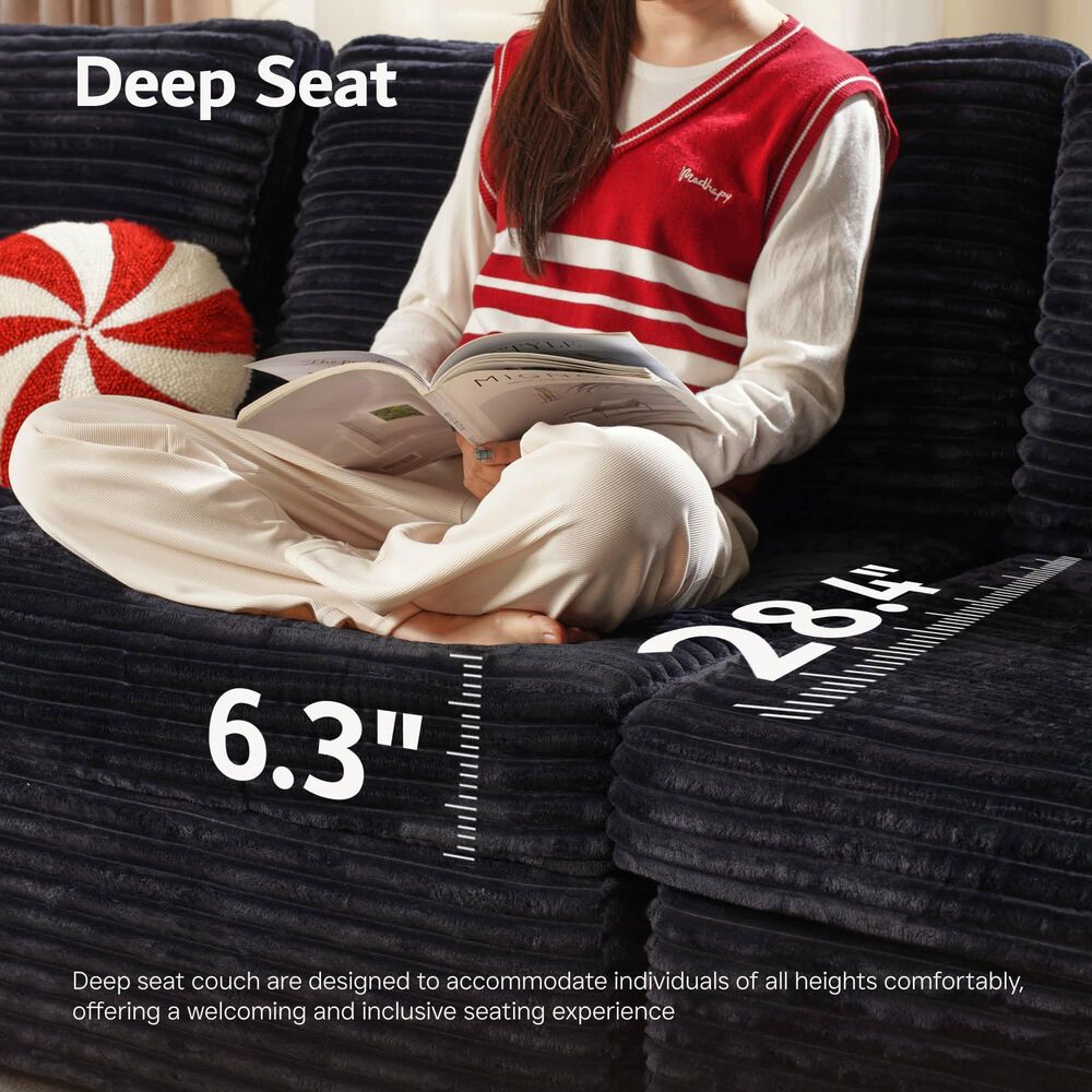 Noviland HOMLUX 5-Piece Mod Sectional with Chaise in Black, , large