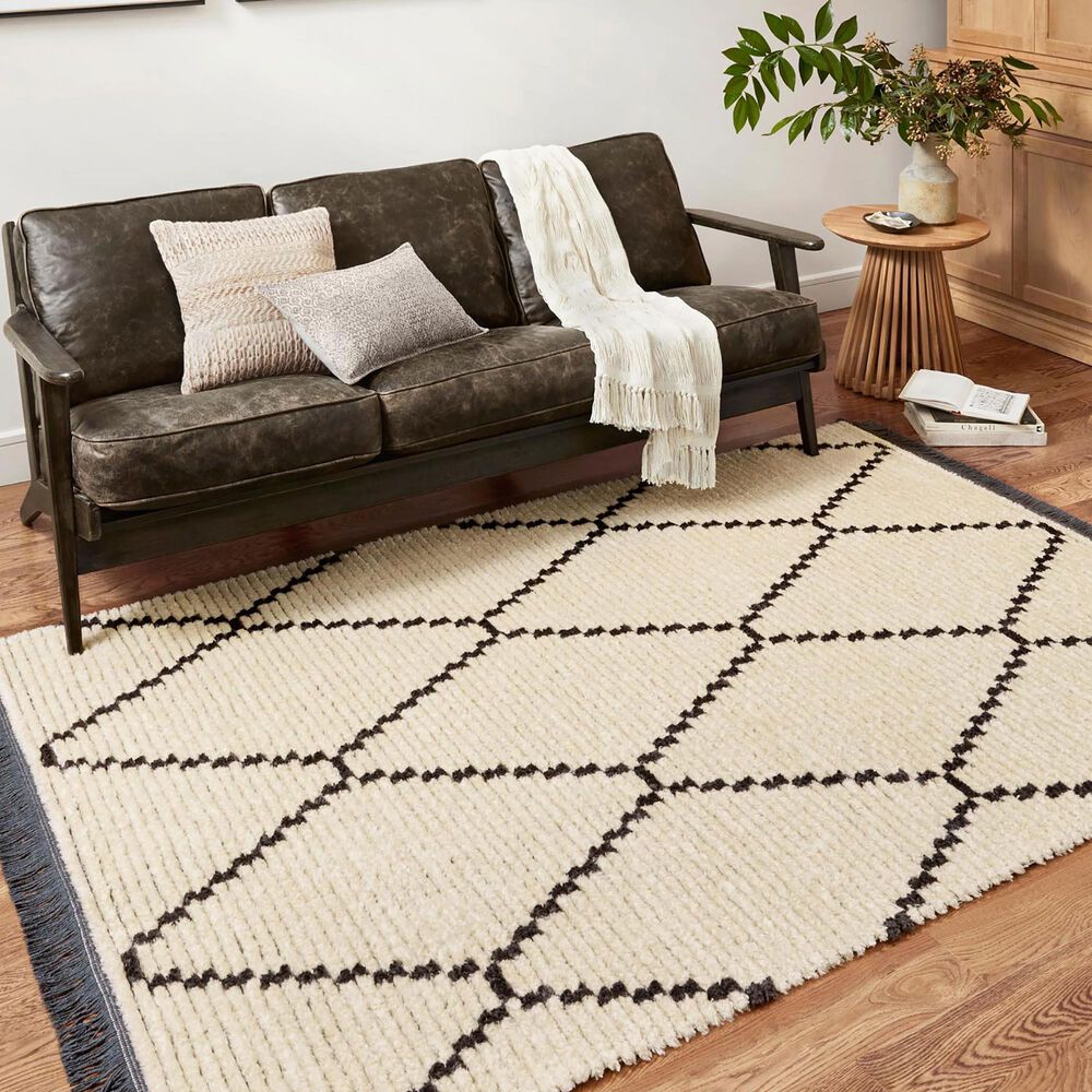 Chris Loves Julia x Loloi Alice ALI-04 5&#39;2&quot; x 7&#39;6&quot; Cream and Charcoal Area Rug, , large
