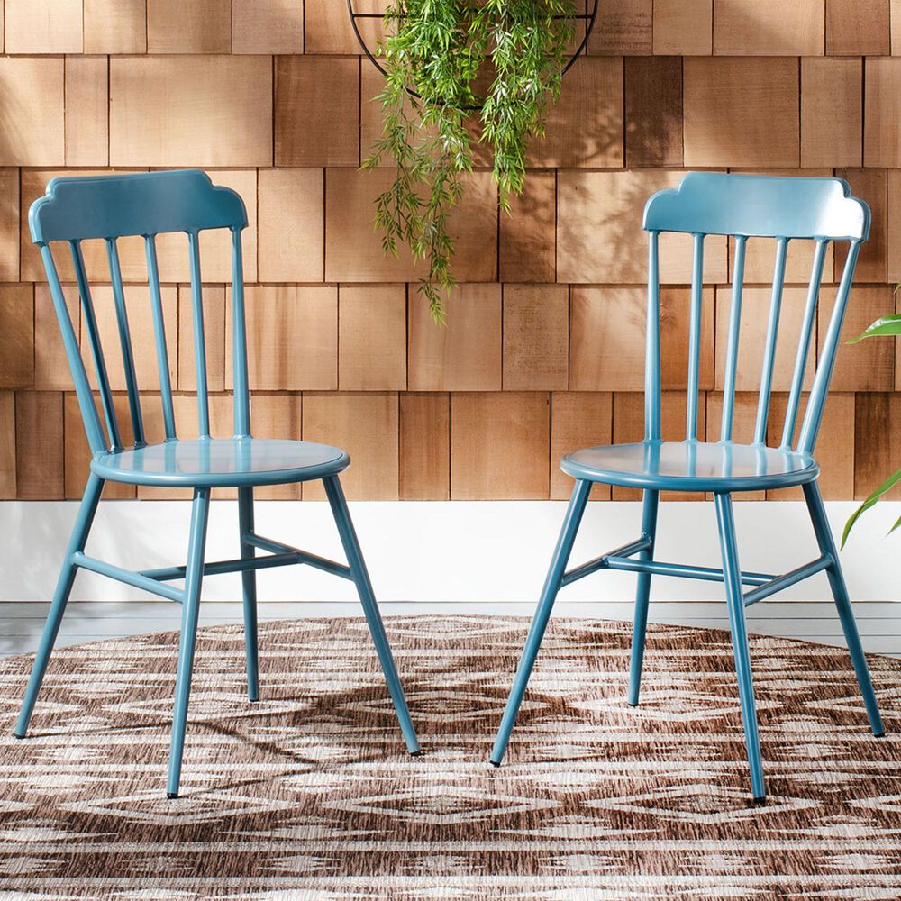 Safavieh Broderick Stackable Side Chair in Matte Navy Blue (Set of 2), , large