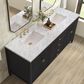 James Martin Vanities Myrrin 72" Double Vanity in Carbon Oak with 3 cm Carrara White Marble Top, , large