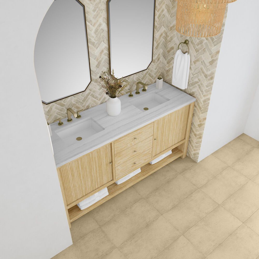 James Martin Vanities Marigot Single 72&quot; Double Vanity in Sun-washed Oak with 3 cm Arctic Fall Solid Surface Top, , large