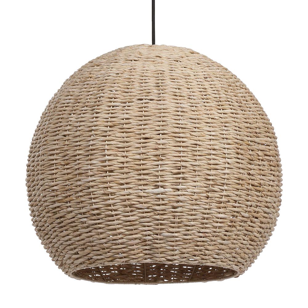 Uttermost 1-Light Seagrass Dome Pendant in Antique Brass, , large