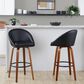LumiSource Matisse 30" Swivel Barstool with Black Faux Leather Upholstery in Walnut and Black (Set of 2), , large