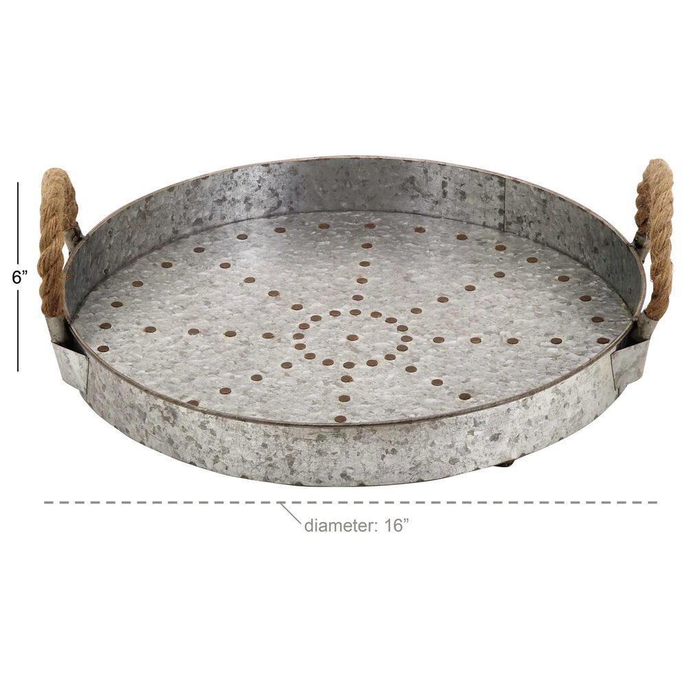 Maple and Jade Metal Tray in Grey, , large