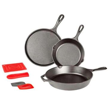 Lodge 7-Piece Essential Skillet Set in Black and Red, , large