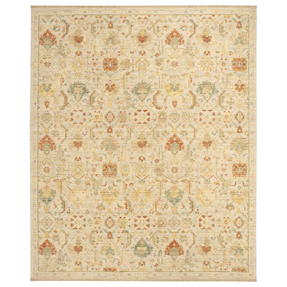 Nourison Antique Bloom Taupe and Multicolor 8" x 10" Area Rug, , large