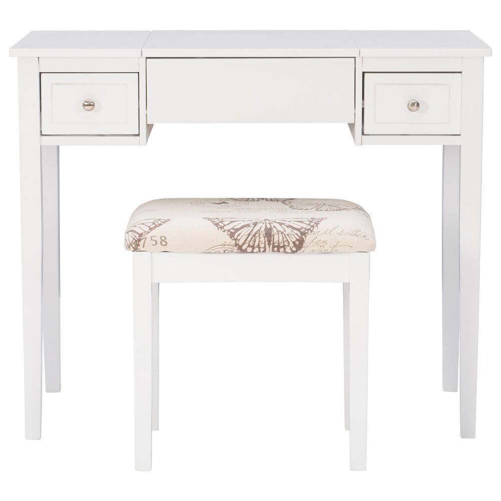 Linon Home Decor Virginia Vanity with Stool in White, , large