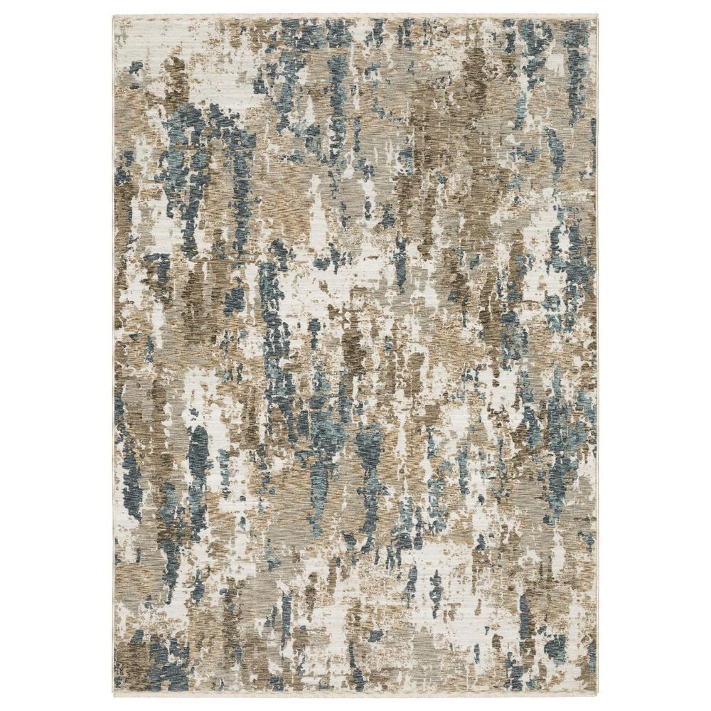 Oriental Weavers Echo Abstract Beige and Blue 6"7" x 9"6" Area Rug, , large