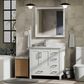 Lexora Home Jacques 36" Left Offset Single Bathroom Vanity in White with 2 cm White Carrara Marble Top and Rectangular Sink, , large