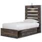 Ashley Drystan 4 Piece Twin Storage Bed Set in Rustic Brown, , large