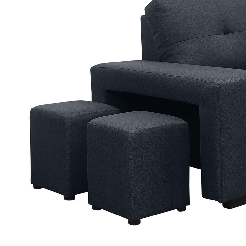 HOMLUX 97"W Sleeper Sectional Sofa with Reversible Storage Chaise and Ottomans, in Dark Gray, , large