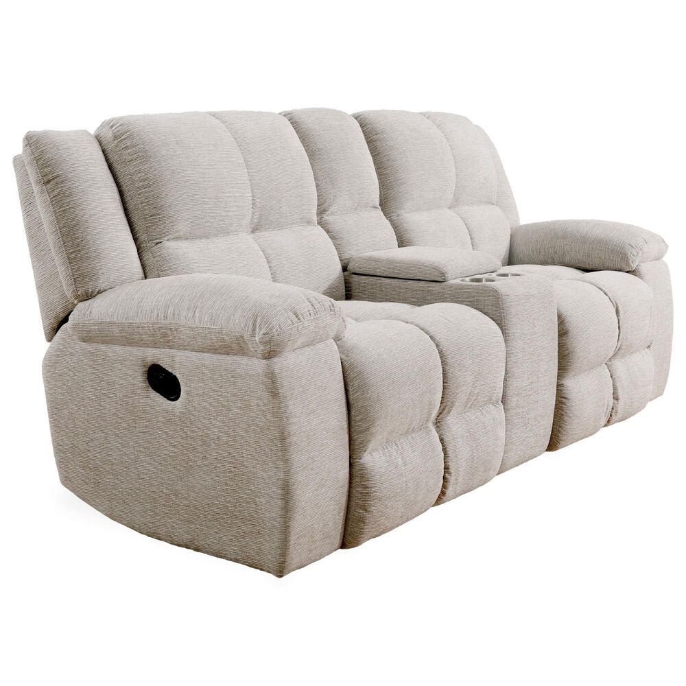 Simeon Collection Buster Manual Dual Reclining Console Loveseat in Opal Taupe Velvet, , large