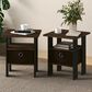 HOMLUX 2-Piece 1-Shelf End Table with Bin Drawer in Walnut and Dark Brown, , large