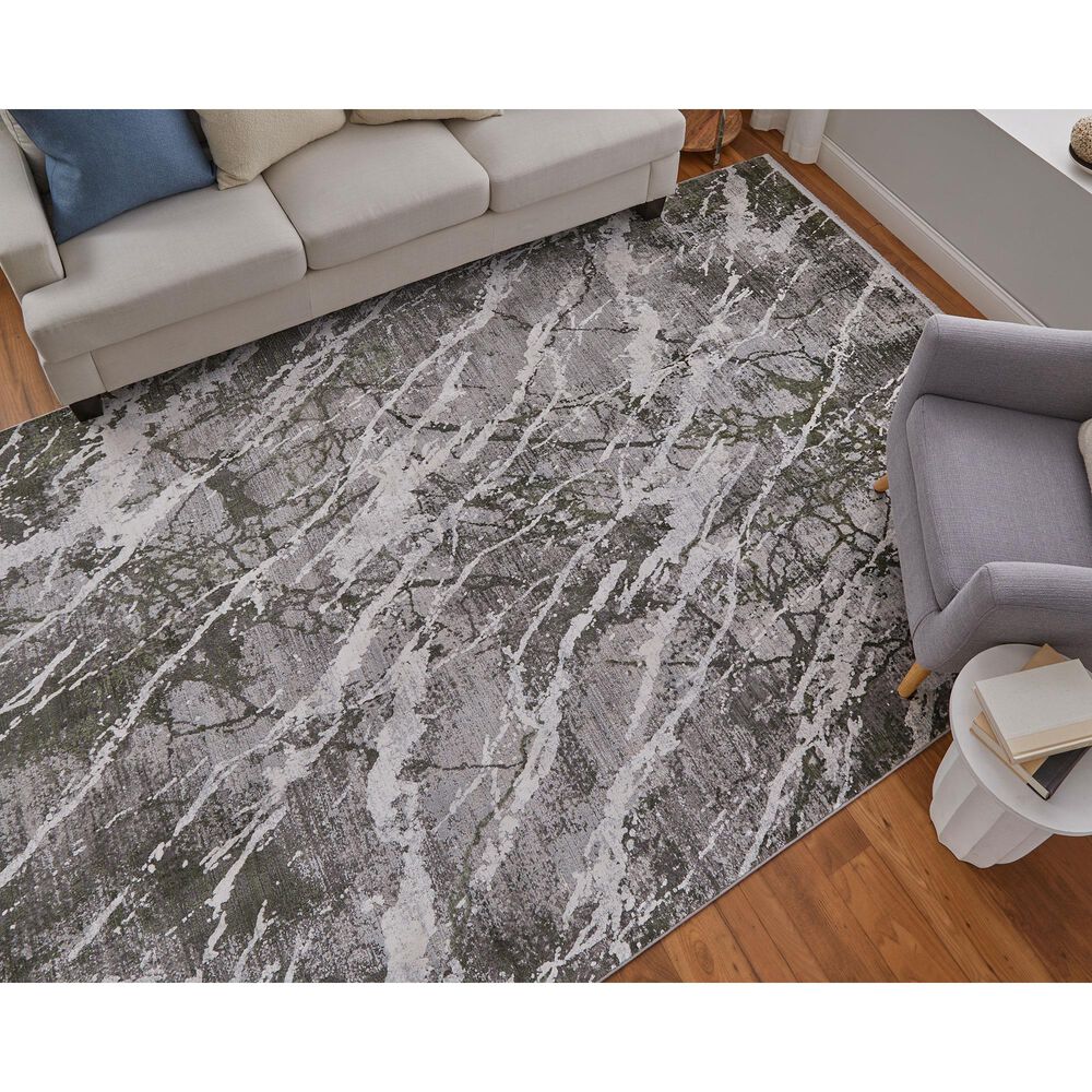 Feizy Cadiz 39N6F 12&#39; x 18&#39; Green and Ivory Area Rug, , large