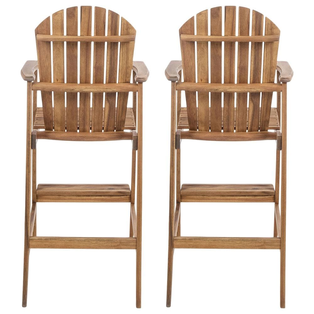 Hearth and Haven Outdoor Acacia Wood Adirondack Barstool in Natural Stained (Set of 2), , large