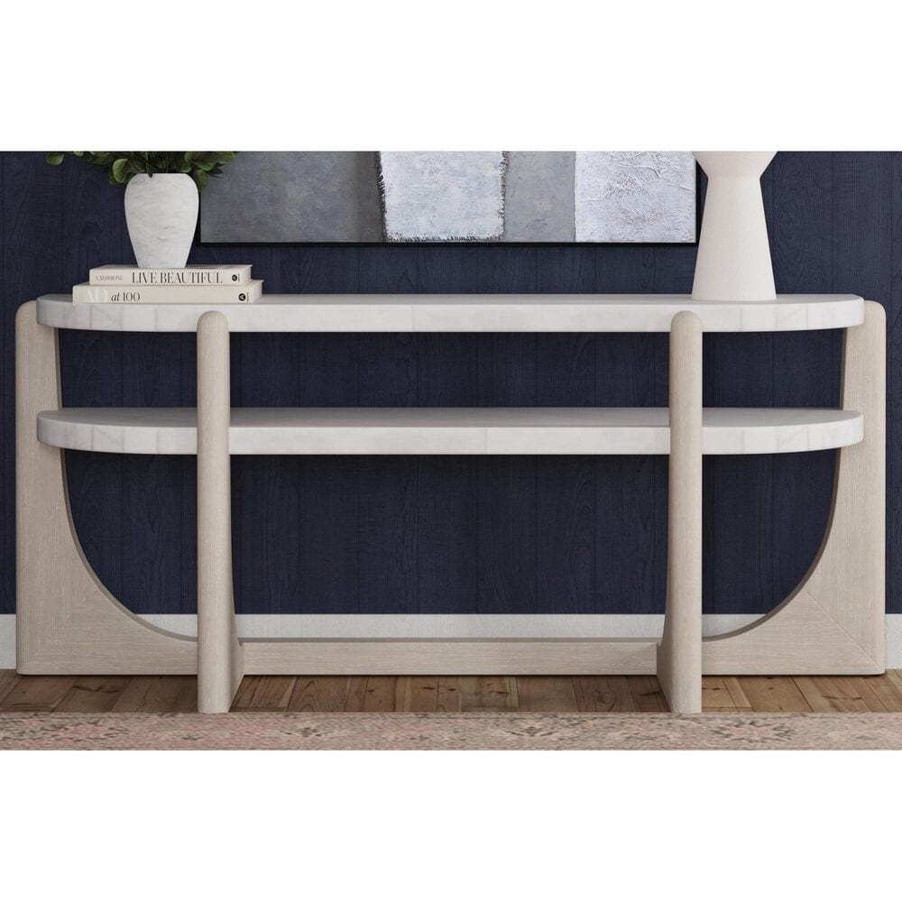 Bassett Mirror Gavin Console Table in White and Driftwood, , large