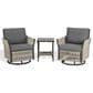 Sunwell Garden Swivel Chair Table Set in Dark Grey (Set of 3), , large