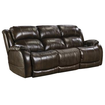 HomeStretch Palmer Leather Power Reclining Sofa with Headrest and Lumbar in Walnut, , large