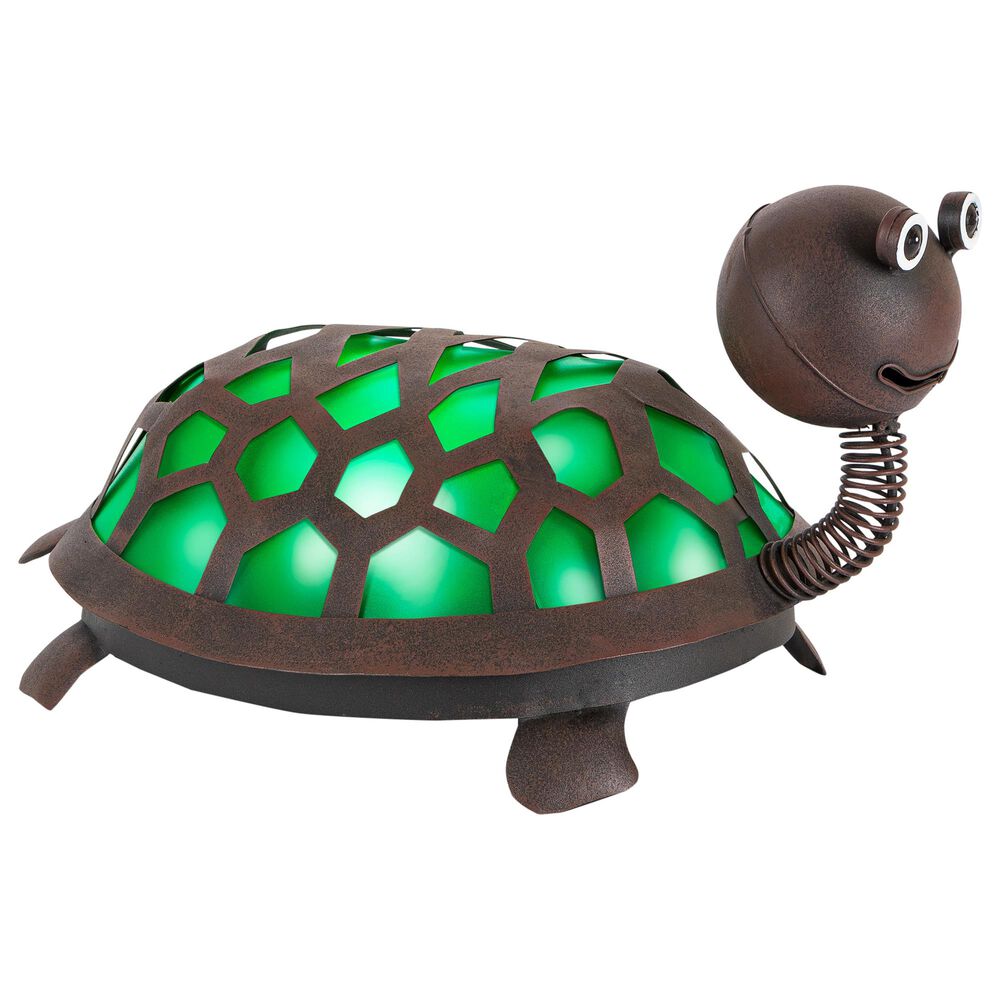 The Gerson Company 15.35" Solar Large Turtle in Green, , large