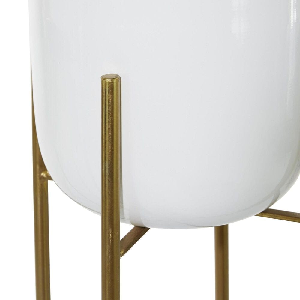 Maple and Jade Dome Planter with Removable Stand in Polished White and Gold &#40;Set of 2&#41;, , large
