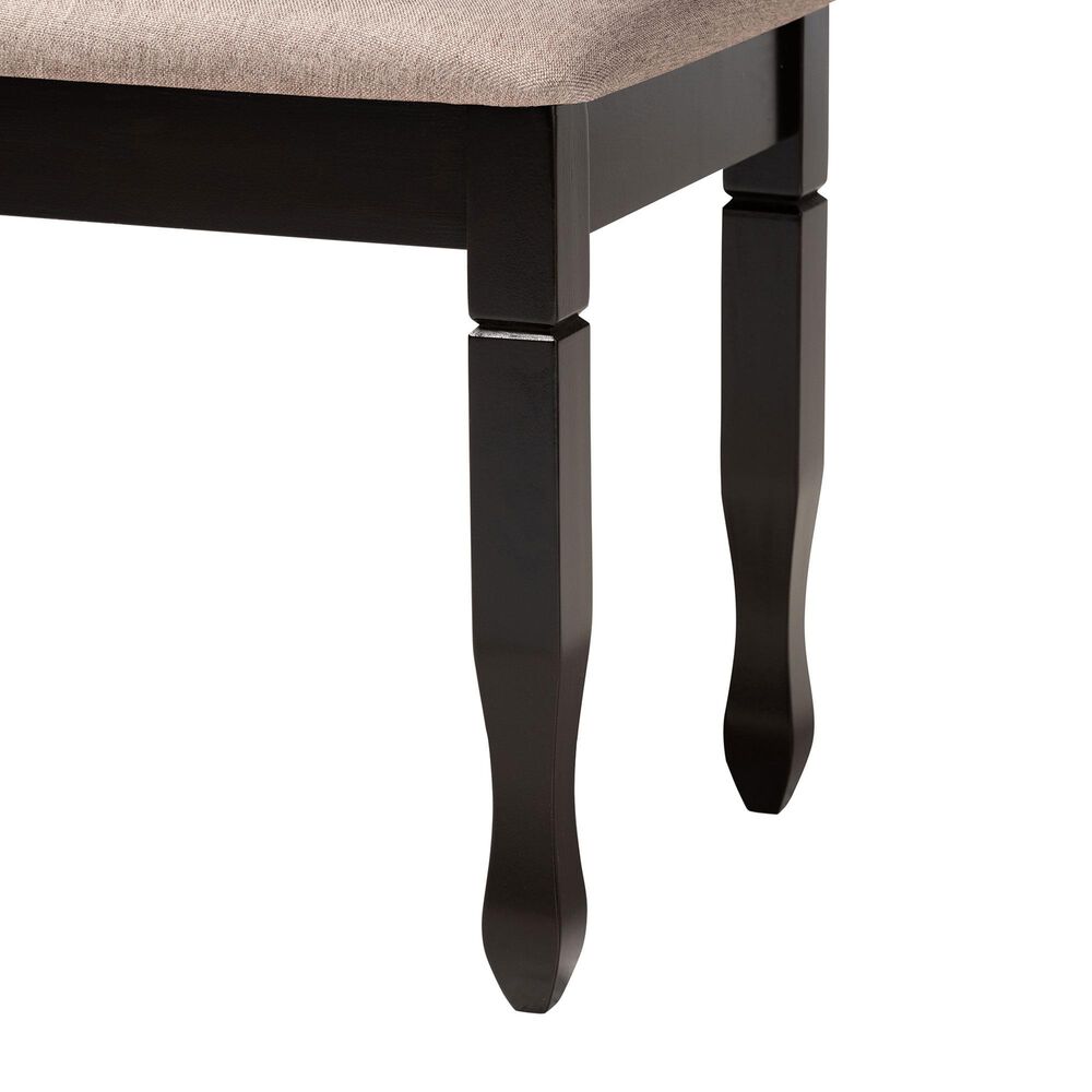 Baxton Studio Corey Dining Bench with Sand Cushion in Dark Brown, , large