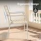 Hearth and Haven 5-Piece Outdoor Metal Dining Set with Stackable Chairs and Round Slatted Table in Sandstone, , large