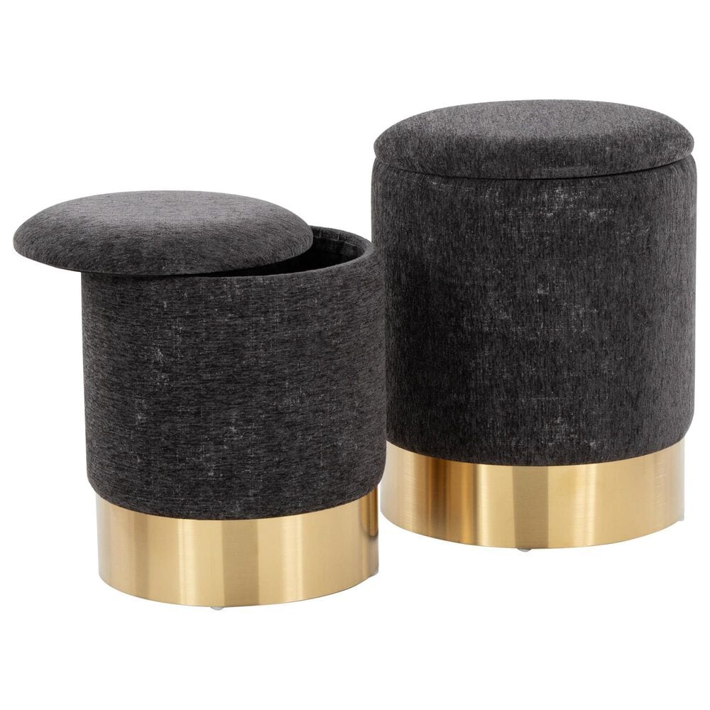 Lumisource Marla 2-Piece Nesting Ottoman Set in Black, , large