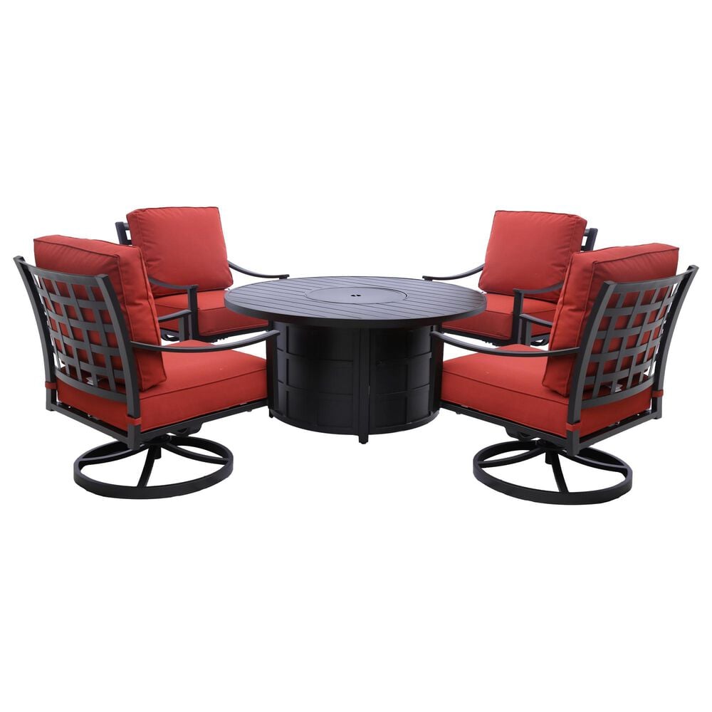 GatherCraft Presidio 5-Piece Round Firepit Chat Set in Linen Terracotta, , large