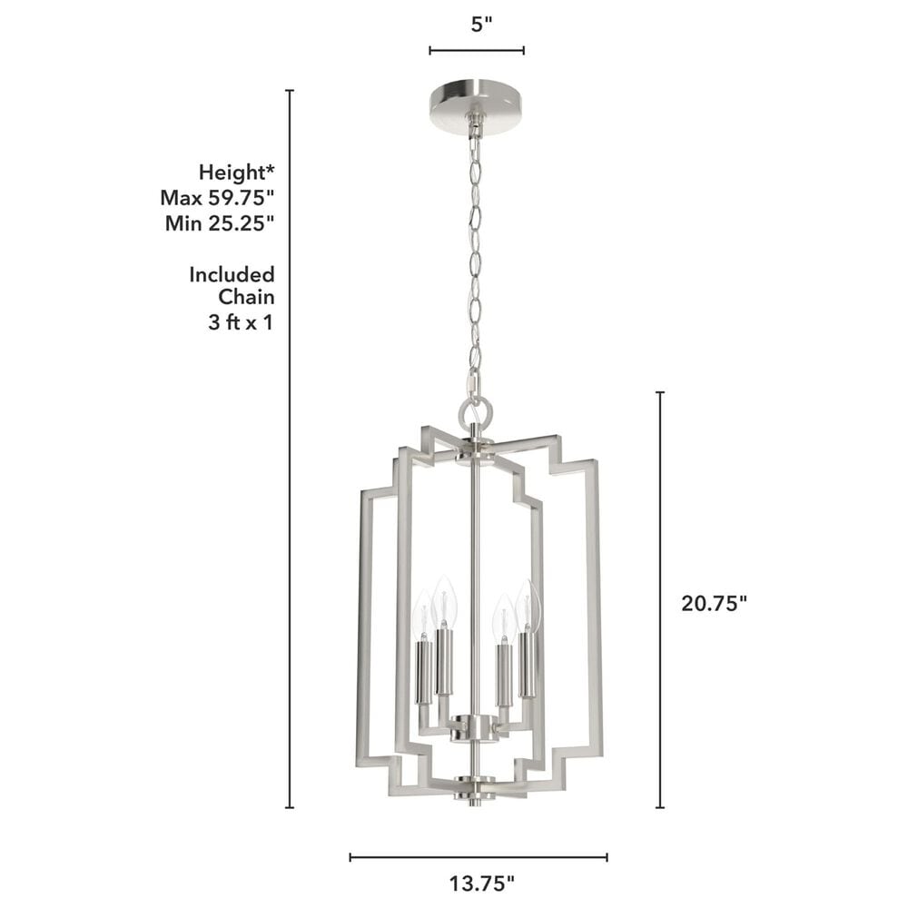 Hunter Zoanne 4-Light Small Pendant in Brushed Nickel, , large