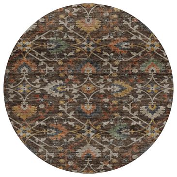 Dalyn Rug Company Silk Road Chocolate, Beige, Copper, Gold, Sage, Navy and Paprika 8" Round Area Rug, , large
