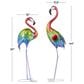 Maple and Jade 2-Piece Tall Textured Rainbow Flamingo Decorative Garden Sculpture Set in Multicolor, , large