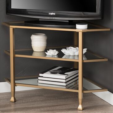Southern Enterprises Jaymes Corner TV Stand in Soft Gold, , large