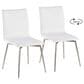 Lumisource Mason Swivel Side Chair with White Upholstered in Brushed Stainless Steel (Set of 2), , large