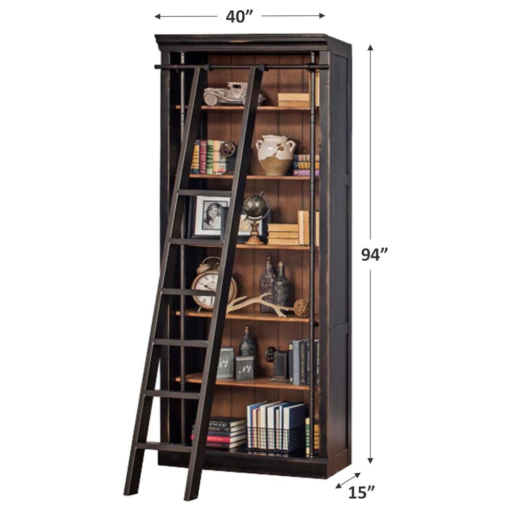 Wycliff Bay Toulouse Bookcase with Ladder in Aged Ebony and Warm Honey, , large