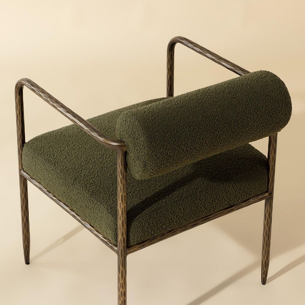 Club Collection By Sunpan Ajani Arm Chair with Copenhagen Olive Cushion in Antique Brass, , large