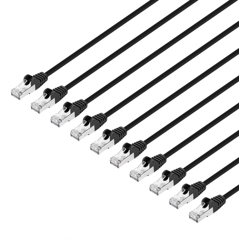 Manhattan Cat8.1 5' Stranded U/FTP Slim Network Patch Cable in Black (Set of 10), , large