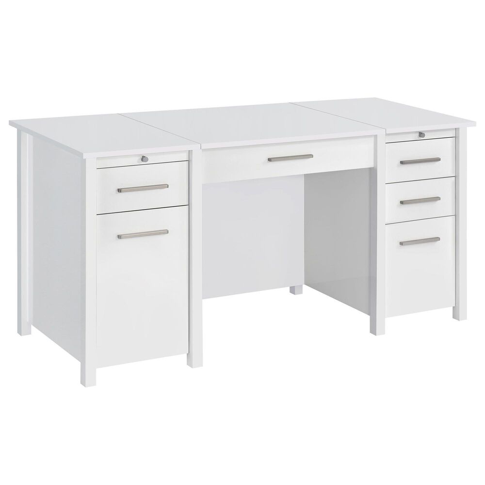 Coaster Dylan Lift Top Office Desk in White High Gloss, , large